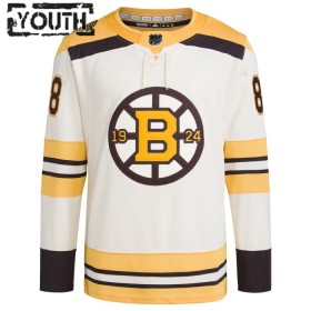 Dresovi Boston Bruins 100th Anniversary David Pastrnak Adidas 2023-24 Cream Authentic - Dječji